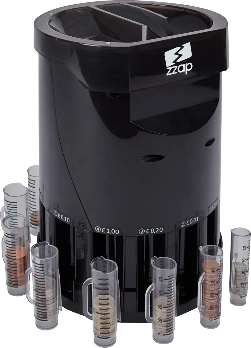 Coins sorted into tubes