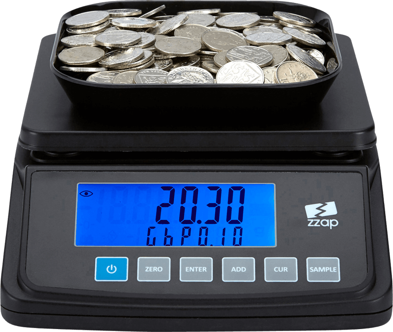 Money Cash Currency Weighing Machine ZZap MS10 Coin Counting Scale 