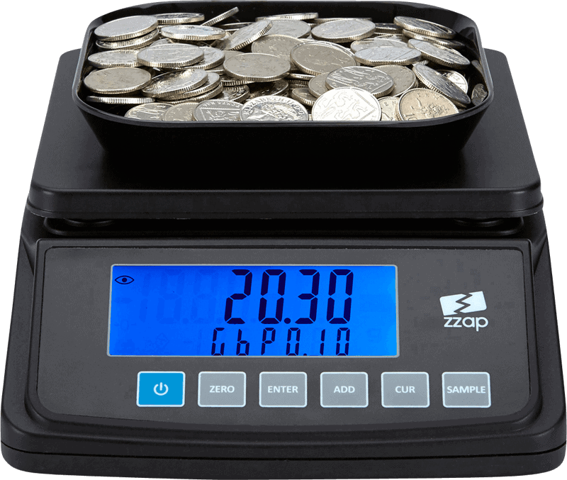Money Cash Currency Weighing Machine ZZap MS10 Coin Counting Scale 