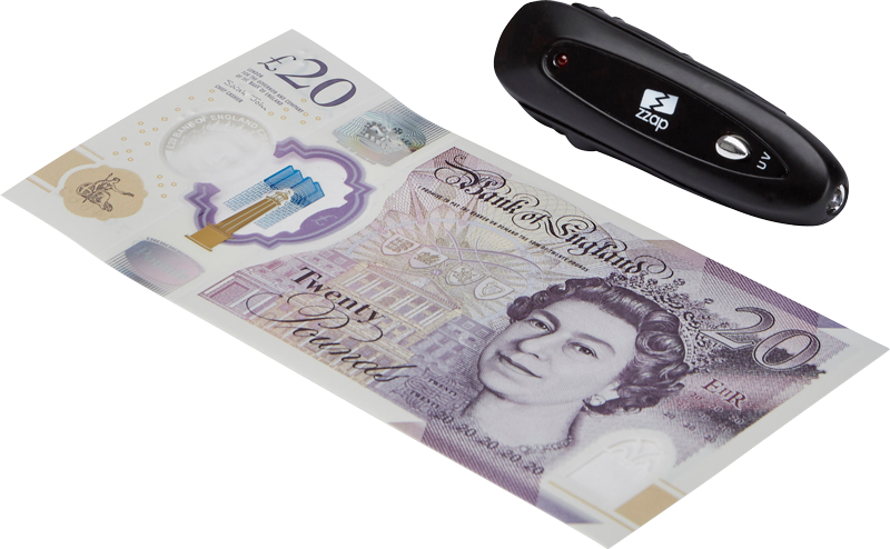 ZZap D10 Counterfeit Detector-UV light verifies the UV marks on banknotes