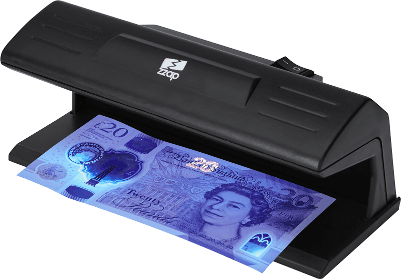 ZZap D20 Counterfeit Detector-UV light verifies the UV marks on all currencies