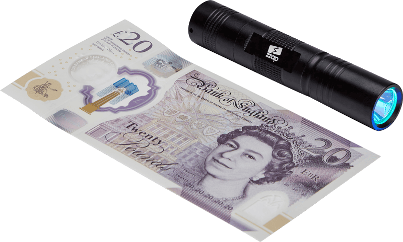 ZZap D5+ Counterfeit Detector-UV light verifies the UV marks on banknotes