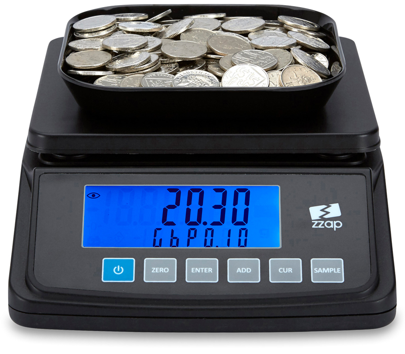 ZZap MS10 Coin Counting Scale - Money Cash Currency Weighing Machine