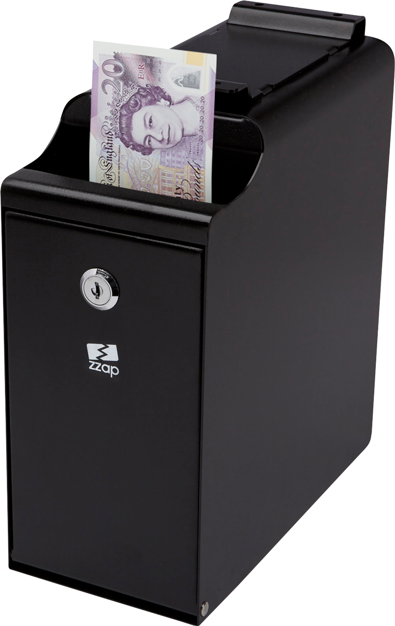 ZZap S30 POS Cash Safe-Insert one or more banknotes/coins for secure storage