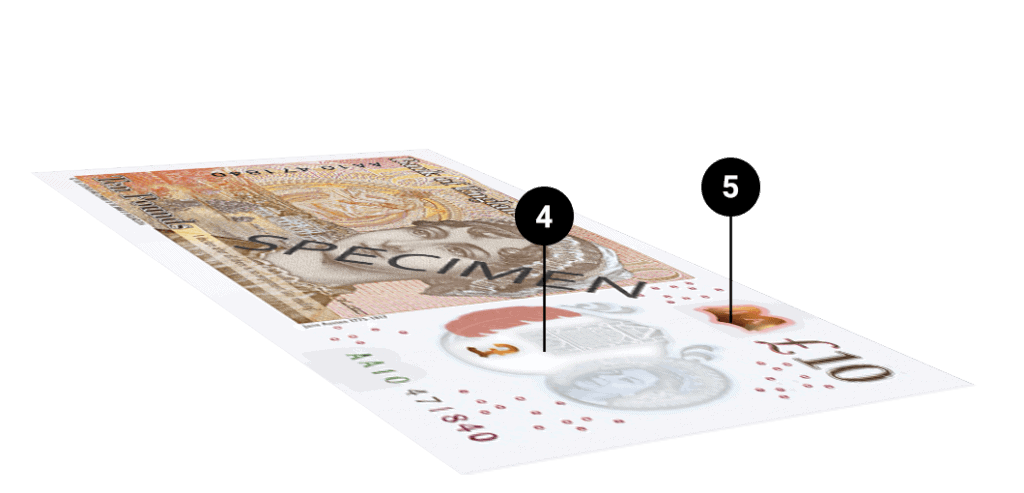 Spotting counterfeit ten pound notes
