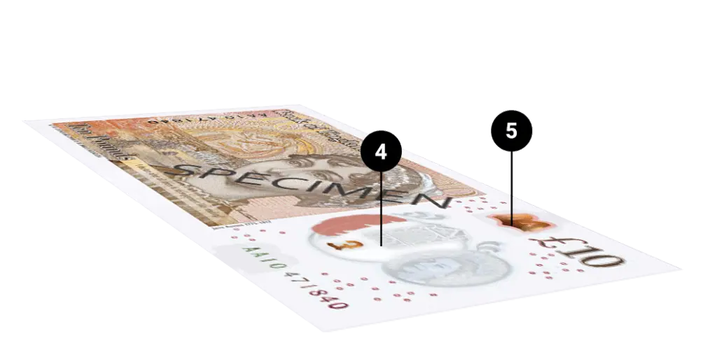 Spotting counterfeit ten pound notes