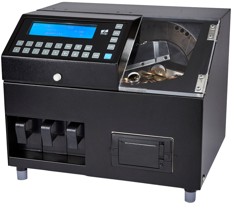 ZZap CS70 coin counter coin sorter-Automatically rejects foreign, counterfeit and damaged coins
