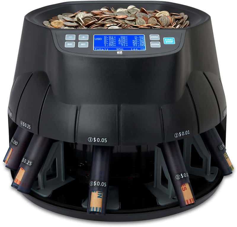 XD-9005 Coin Counter And Sorter Machine - Automatic Coin Counting For 1¢ 5¢ 10¢ 25¢ $1 Coins