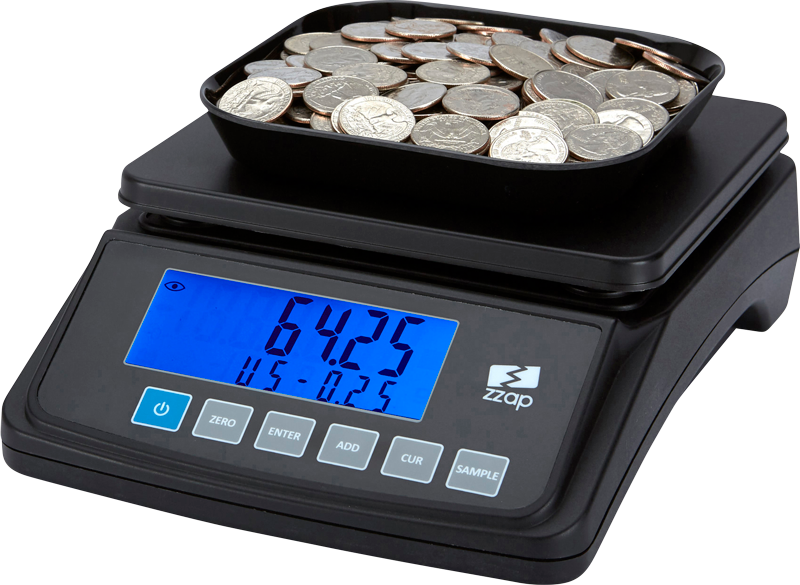 ZZap MS10 coin scale counts coins and coin bags-Counts the total value for sorted coins