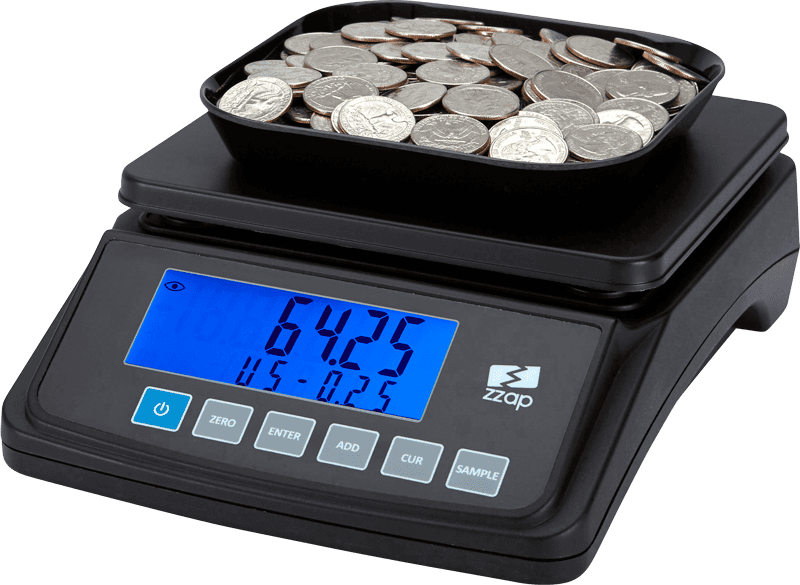 ZZap MS10 coin scale counts coins and coin bags-Counts the total value for sorted coins