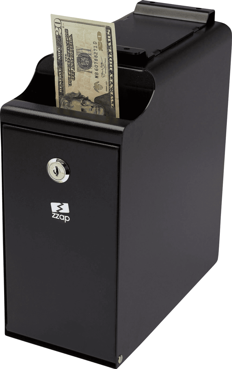 ZZap S30 POS Cash Safe-Insert one or more bills/coins for secure storage