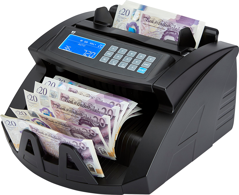 Money counting machine counting the new polymer banknotes