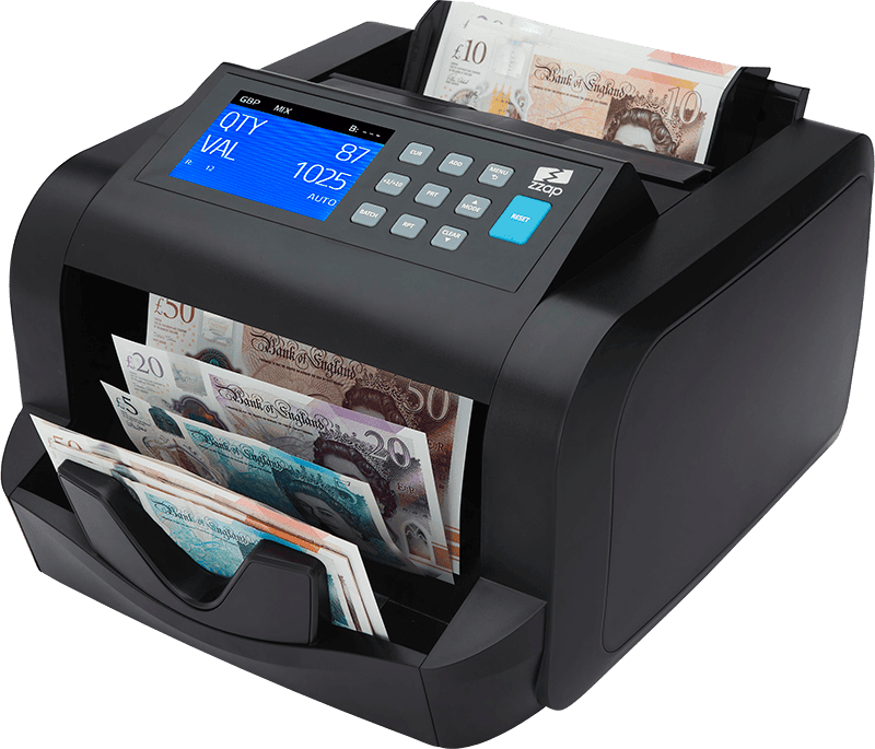 ZZap NC20 pro-Value counting for mixed GBP, EURO, CZK, PLN banknotes