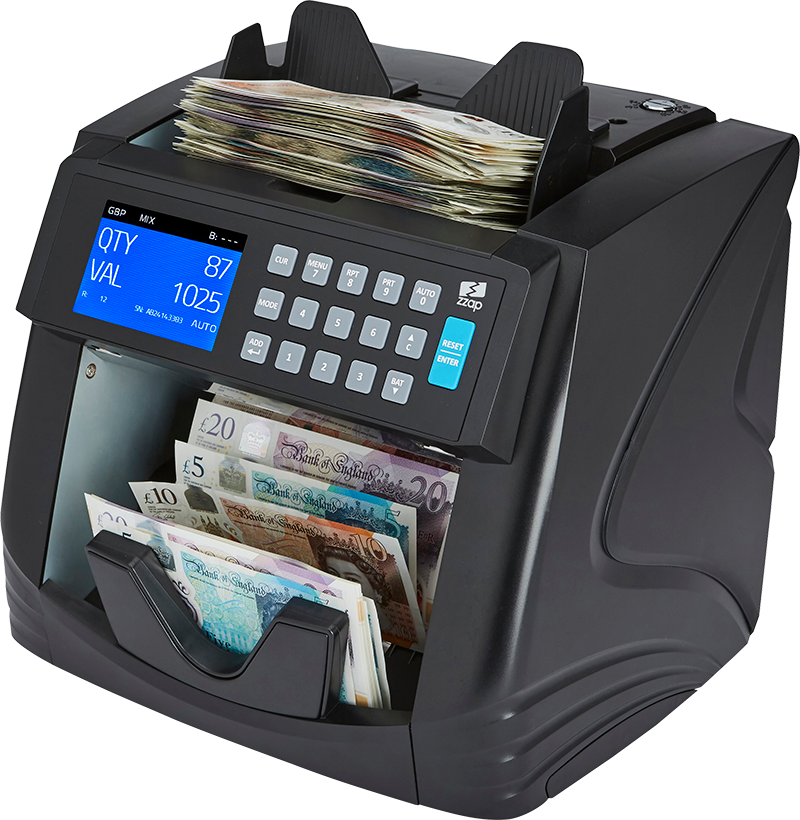NC60 money counter machine-Value counting for mixed GBP, USD, EURO, CAD, MXN, PLN banknotes & up to 9 others