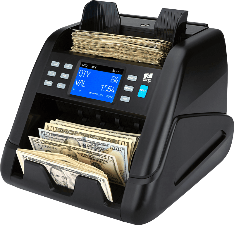 ZZap NC55 value counter bill counter machine-Value counting for mixed USD, GBP, EURO, CAD, MXN, PLN bills & up to 9 others