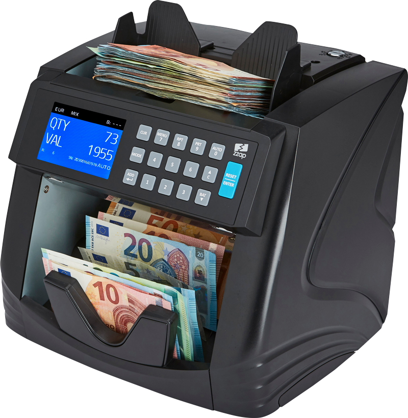 ZZap NC60 Wertzähler-Banknotenzähler-Geldzähler-Falschgeldprüfer. Wertzählung für gemischte EUR-, USD-, GBP-, CAD-, MXN-, PLN-Banknoten und bis zu 9 weitere