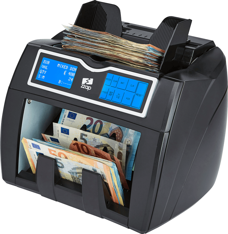 ZZap NC50 Compteur de valeur - compteur d'argent - détecteur de faux billets a Comptage de la valeur des billets mélangés de EUR, GBP, CHF, PLN, SEK, DKK, RON