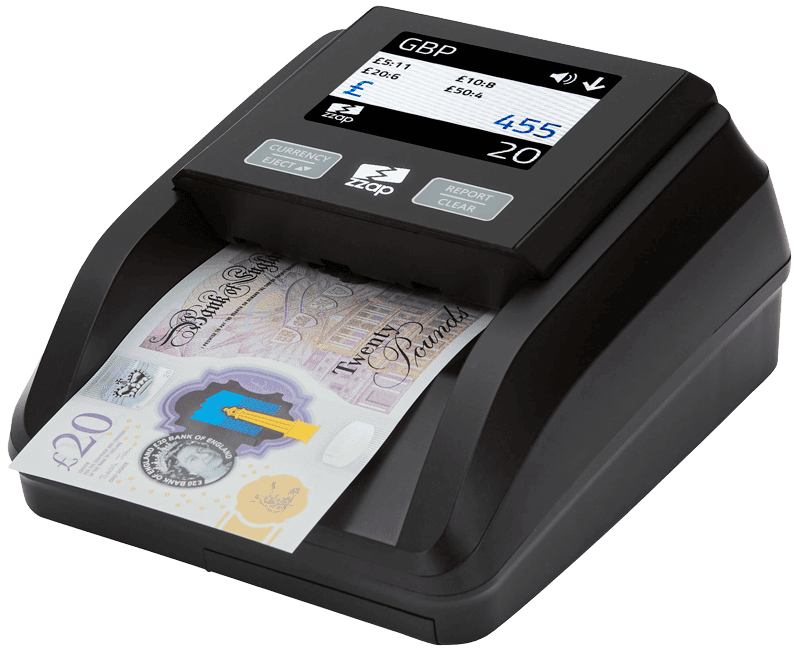 ZZap D40 Counterfeit Detector - Fake Note Detector - Money Counter - Money Checker - Professional full colour screen