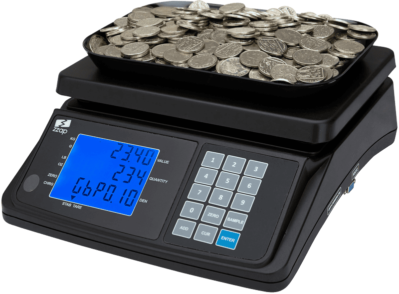 ZZap MS20 Money Counting Scales-Coin Counting Scale-Coin Counter-Counts the total value for sorted coins