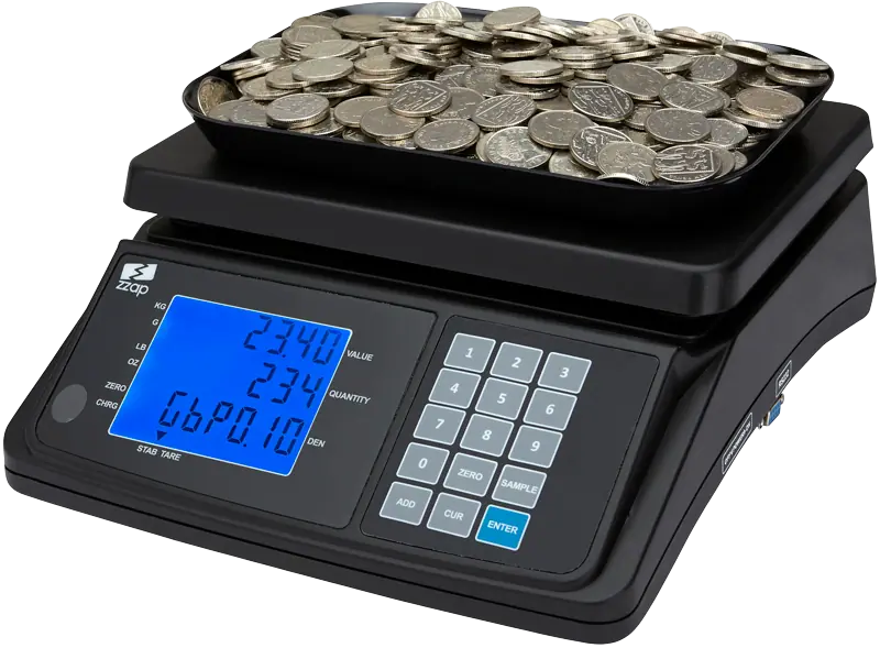 ZZap MS20 Money Counting Scales-Coin Counting Scale-Coin Counter-Counts the total value for sorted coins